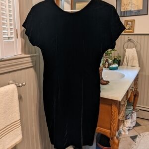 Vintage 80's Little Black Dress Cocktail Dress, Plunging Back Flower Bow Size 4